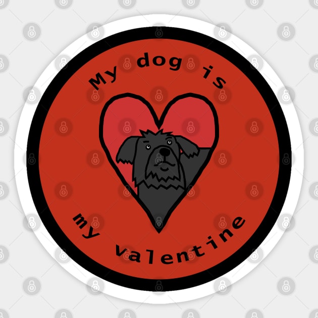 My Dog is My Valentine Round Puli Yorkie Cross Sticker by ellenhenryart